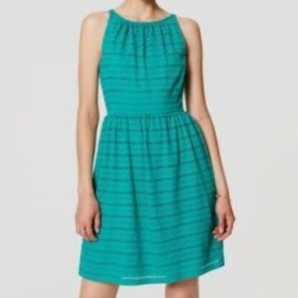 LOFT Eyelet Stripe Fit and Flare Dress